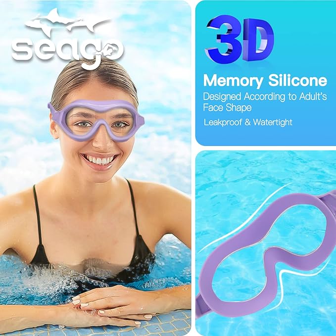 Swim Goggles No Leaking Anti-Fog Pool Goggles Swimming Goggles for Adult Men Women Youth, UV Protection 180° Clear Vision