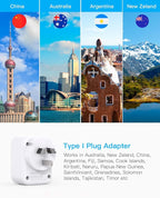 HANYCONY US to Australia New Zealand Power Plug Adapter, Type I Adapter Plug 2 Outlets 3 USB Ports(2 USB C), Australia Travel Plug Adapter for USA to Australian AU China Argentina Fiji Essentials