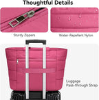 Puffer Tote Bag with Pouch,Women's Lightweight Quilted Shoulder Bag,15.6"/17.3" Laptop Travel Weekender for Work & Nurses