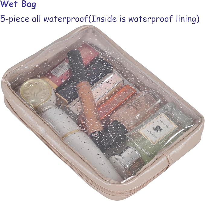 Remobia Hicol TSA Approved 5-Piece Diaper Bag Organizer Pouch Set Clear Waterproof TPU Kids Toiletry Storage Set Travel Packing Clutch Cube Bags for Baby Nursing (Pearl Grey)