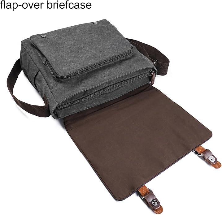 Evergoo Vintage Messenger Bag Unisex Shoulder Bags Canvas Satchel Cross Body Work Satchel Briefcase for 15.6 Inch Laptop