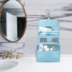 Lcsmaokin Large Capacity Toiletry Bag Travel Bag with Hanging Hook for Men and Women Waterproof Travel Cosmetic Bag Bathroom Storage Bag for Brushes Set, Full-Sized Shampoo,Accessories(Baby Blue)