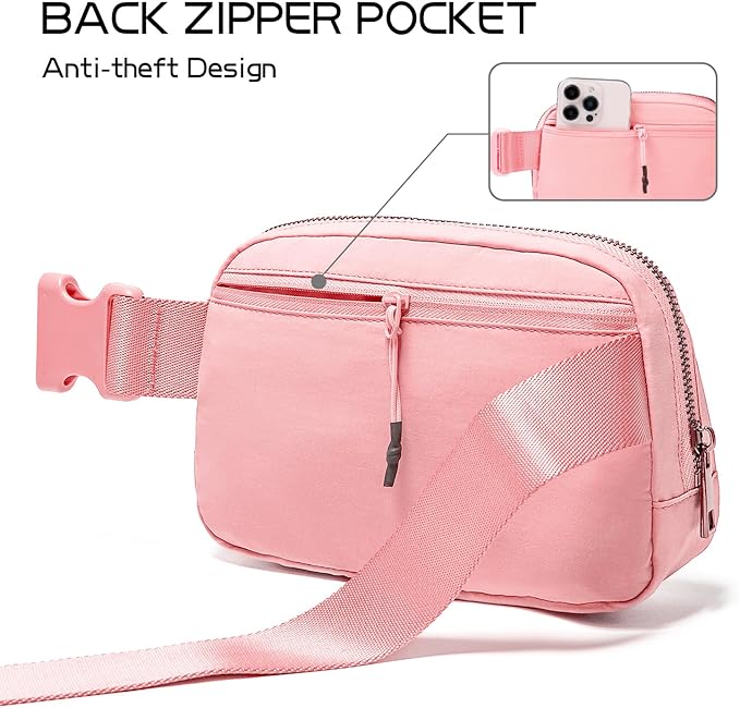 Belt Bag for Women Fanny Pack Crossbody Bags for Women Fashion Waist Packs with Adjustable Strap Gifts for Teenage Girls Women Men (Light Pink)