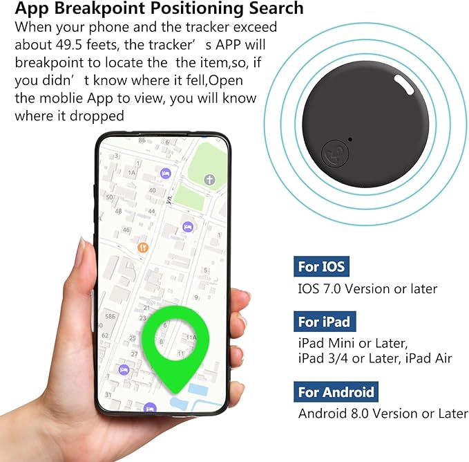 Aircawin ITAG GPS Tracker,Key Item Finder Locator,No Monthly Fee App for iOS/Android 2023 Latest,Portable Anti-Lost Bluetooth Tag Item Tracker for Luggages/Kids/Pets/Phone/Wallet/Bag-1Pcs-Black