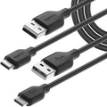 Amazon Basics 2-Pack USB-C to USB-A 2.0 Fast Charging Cable, 480Mbps Speed, USB-IF Certified, Sturdy, for Apple iPhone 16/15, iPad, Samsung Galaxy, Tablets, Laptops, 1.8 m, Black