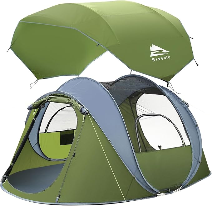 4/6 Person Easy Pop Up Tent,Camping Tent with Skylight and Rainfly,Waterproof,Quick Setup-Instant Tents for Camping Outdoor