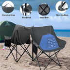 HaSteeL Camping Chair for Adults, Compact Folding Portable Chairs Set with Side Pockets for Outdoors Fishing, Hiking, Backpacking, Picnic, Beach, Travel, Supports to 250lbs, & Storage Bags (Grey)