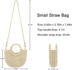 Womens Straw Beach Bag Woven Crossbody Shoulder Bags Top Handle Satchel Handbag Purse for Summer