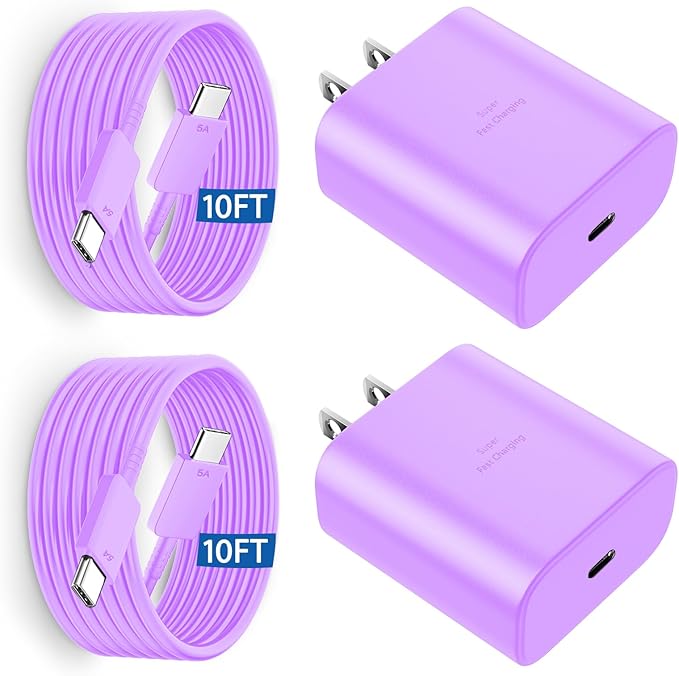 45W USB C Super Fast Charger Type C Charger Fast Charging Android Phone Charger Block with 10FT Type C Charging Cable for Samsung Galaxy S26 Ultra/S26/S26+/S25/S25 Ultra/S25+/S24 Ultra/S23 Ultra/S22