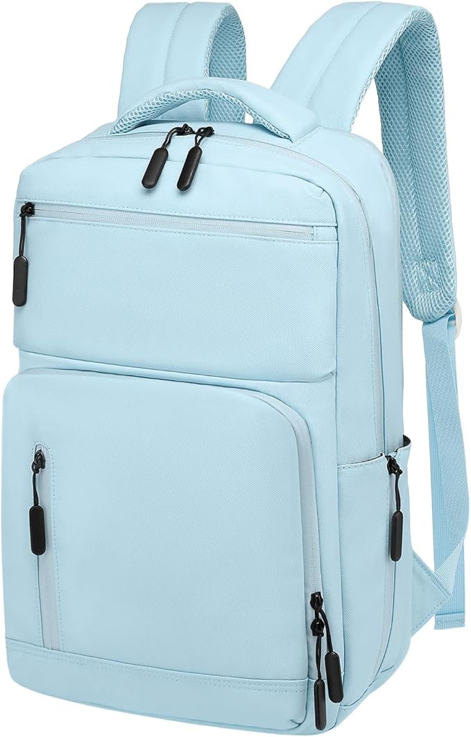 Waterproof Laptop Backpack for Men & Women, Flight Approved Anti-Theft Daypack with 15.6-inch Laptop Sleeve (Light Blue)