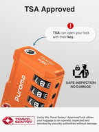 Puroma TSA Approved Luggage Locks, 2 Pack 4 Digit Resettable Travel Combination Code Lock with Zinc Alloy Body for Suitcase, Backpack, Laptop Bag, Gym Locker, Toolbox (Orange)
