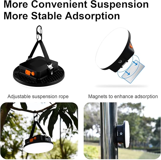 10000mAh 4000LM Flashlight Portable LED Camping Lantern Rechargeable Light 30W with Digital Power Display and Magnet , IPX5 Waterproof Tent Lights Power Failure Emergency Light