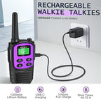 MaxTalker Walkie Talkies Long Range for Adult, MT10 Rechargeable Walkie Talkies FRS Two Way Radio, NOAA, 1200mAh Li-ion Battery USB-C Cable, LED Flashlight,VOX Walkie Talkie for Camping 2Pack (Purple)