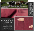 CONTACTS Full Grain Leather Passport Holder RFID Blocking Travel Passport Wallet Compatible with Airtag Passport Cover Case with 4 Cards Slots, Coin Pocket (Badge, Wine Red)