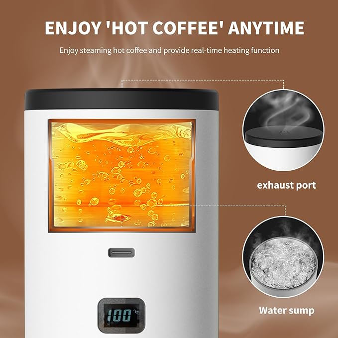 3-in-1 Portable Coffee Maker, 15 Bar Portable Espresso Machine with LED Display and 90ml Sink, Compatible with Ground Coffee & Capsules(Ns&DG) for RV, Hiking, Office, Auto-Heating, USB-C (White)