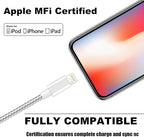 Ximytec Lightning Cable [MFi Certified] 3Pack 10FT iPhone Charger Cord Fast Charging Cable Compatible with iPhone 14 13 12 11 Pro Max 11 XS Max XR X 8 iPad,Silvergray