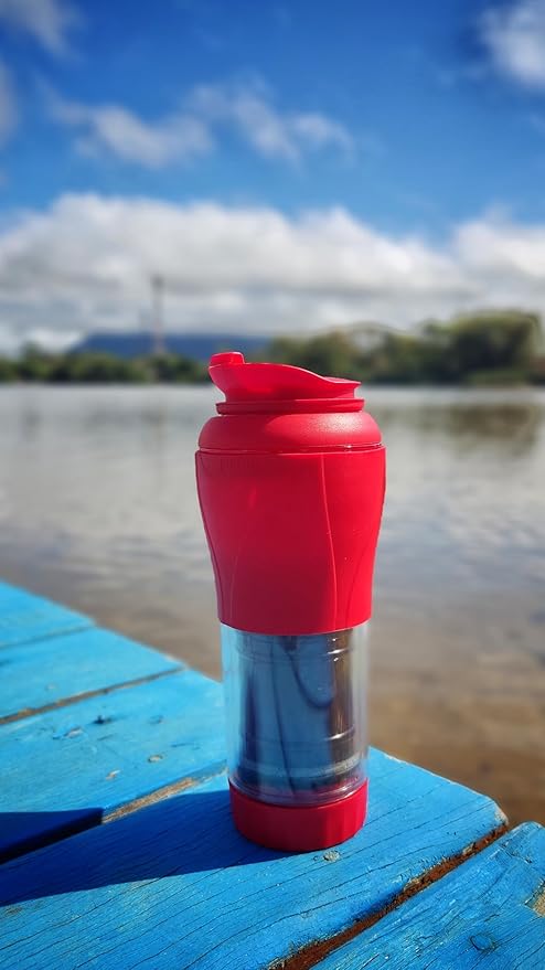 Pressca - Portable Coffee & Tea Maker - Thermal Coffee & Tea Infuser, French Press, Single Serve Coffee Maker, BPA Free - Home & Kitchen Accessories & Utensils - 12 fl oz, Red