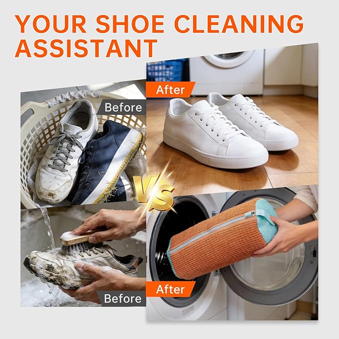 2PCS Shoes Washing Machine Bags, Laundry Shoe Bag for Washer and Dryer, Reusable and Durable Zipper Sneaker Shoe Washing Bag, Tennis Shoes Cleaning Bag for All Shoe Types (Chocolate)