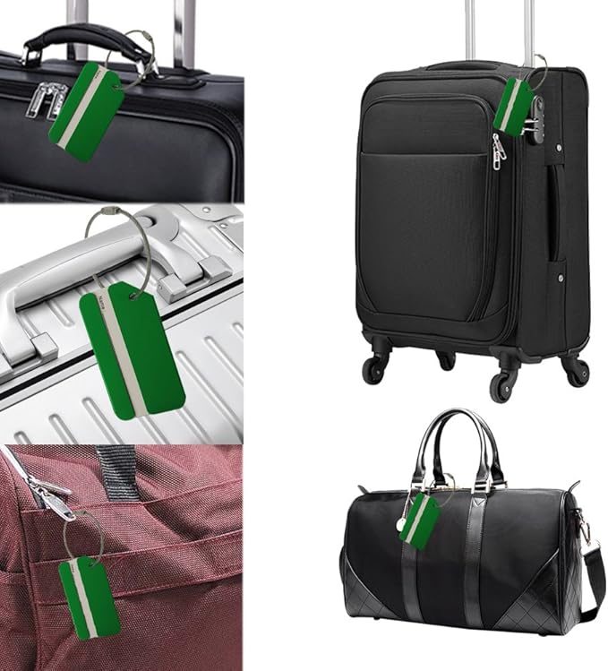 5PACK Green Aluminum Luggage Tags Holders for Travel Luggage Baggage Identifier by Ovener