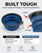 Collapsible Dog Bowls for Travel, 2-Pack Dog Portable Water Bowl for Dogs Cats Pet Foldable Feeding Watering Dish for Traveling Camping with Carabiners, BPA Free (Grey&Navy, Large)