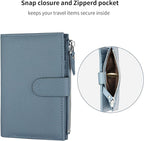 Passport wallet and Card Slot Combo RFID Blocking Slim Leather Travel Passport Wallet for Men and Women with Zippered Coins Pocket Passport holder, Blue