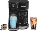Hamilton Beach 2-Way 12 Cup Programmable Drip Hot and Iced Coffee Maker & Single Serve Coffee Machine, AquaFlow Showerhead, Glass Carafe, Auto Pause and Pour, Black (47500J)