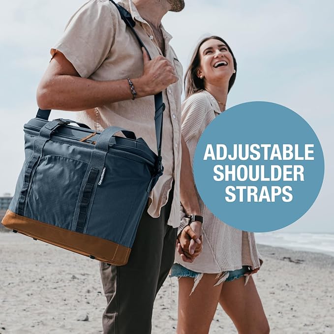 CleverMade Pacifica Collapsible Cooler Bag – Large Portable Cooler Bag for Travel, Foldable Insulated Cooler for Beach, Picnic & Tailgating, Holds Up to 50 Cans, Leakproof Soft Carry Cooler - Gray