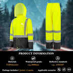Men's Hi Vis Safety Rain Jacket Reflective Rain Suits For Men Waterproof Breathable Lining Oxford Fabric Work Wear