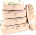 Shacke Packing Cubes for Travel 5 Set - Premium Luggage Organizer Bags - Versatile Travel Organizer for Women and Men - Optimized Packing Bags - Travel Essentials (Cream)
