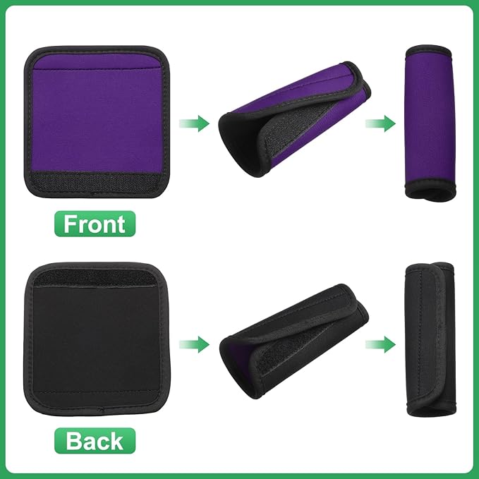 uxcell 3 Pcs Luggage Handle Wrap for Suitcase, Neoprene Handbag Grip Cover Protector Luggage Identifiers Suitcase Handle Wraps for Luggage Shopping Bag Travel Bags, Purple
