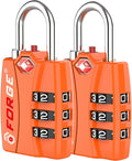 Forge Open Alert TSA Approved Luggage Locks - 3 Digit Combination, Easy Read Dials, Zinc Alloy Body - Ideal Travel Lock for Luggage, Suitcases, Bags & Toolboxes (Orange 2 Locks)