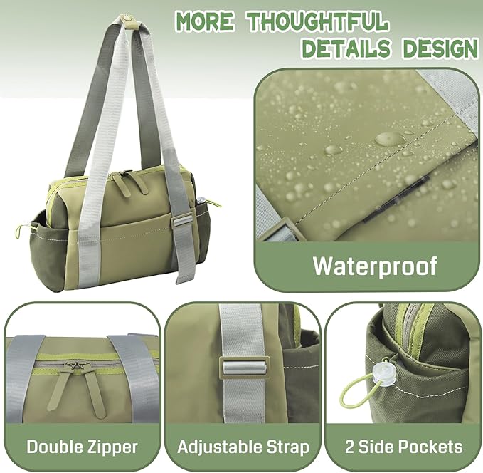 Mini Gym Bag for Women Mini Duffle Bag with Wet Compartment Waterproof, small gym bag for women, Cute Gym Tote Bag (Green)