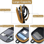 hk Business Backpack for Men 17 Inch,Slim & Expandable Waterproof Travel Laptop Backpack with USB Charger Port (Yellow)