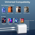 USB C Charger Block for Phone 17 16 15 Pro Max,20W Type C Charger with 12FT Long USB C to C Fast Charging Cord Cable Compatible for 17 16 15 Pro Max/17 16 15 Pro/15 Plus/15/Android Phone