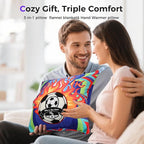 3 in 1 Travel Pillow Blanket Set with Removable Flannel Blanket Throw,Hand Warmer Pockets,Pillow (Color4, 50in*60in)