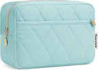 Noozion Makeup Bag Travel Toiletry Bag, Puffy Padded Cosmetic Bag for Women, Makeup Organizer Case, Wide-open Pouch Purse, Travel Essentials