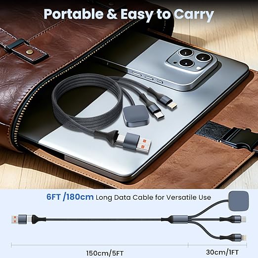Travel Essentials,3 in 2 USB A/C Cable for Watch Charger/iPhone 17 Charger/IP Cable Designed for iWatch Chargers,Multi Charging Cable Compatible with iPhone 17-11/iWatch All Series 6FT 2PS
