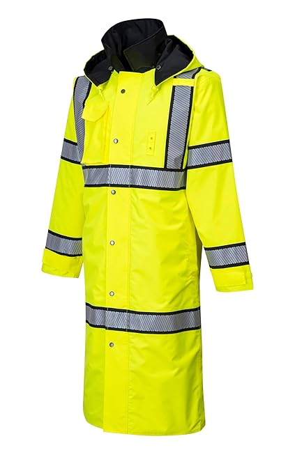 Portwest Hi-Vis Reversible Raincoat - UH447, Yellow/Black, XL