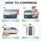 8 Set Compression Packing Cubes for Travel Essentials,Compressible Expandable Packing Cubes for Suitcase,OlarHike Luggage Organizer Bags for Travel(Dark Blue Floral)