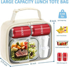 Lunch Box Kids Insulated Lunch Bag for Boys Girls Cute Reusable Lunch Tote Bag Waterproof Portable Thermal Lunch Box Kids for School Picnic Travel Beige