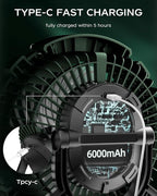 ASNUG Camping Fan with LED Lantern, 6000mAh Battery Operated Rechargeable Fan, 3 Speeds,180° Rotation, Portable Desk Fan with Hanging Hook, Tent Fan for Travel Camping Outdoor Fishing
