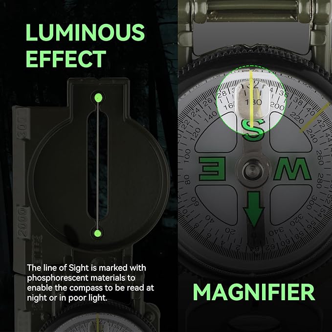 Compass Hiking Survival, Wilderness Survival Compass for Kids- Magnetic Gear Set Navigation Map- Backpacking Camping Hunting Survival