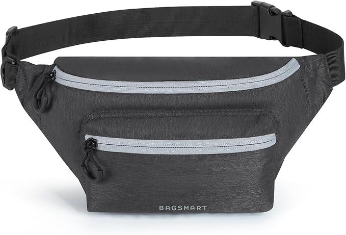 BAGSMART Fanny Packs for Women Men, Roomy Belt Bag with Adjustable Strap, Fashion Waist Packs for Running Traveling Hiking, Black