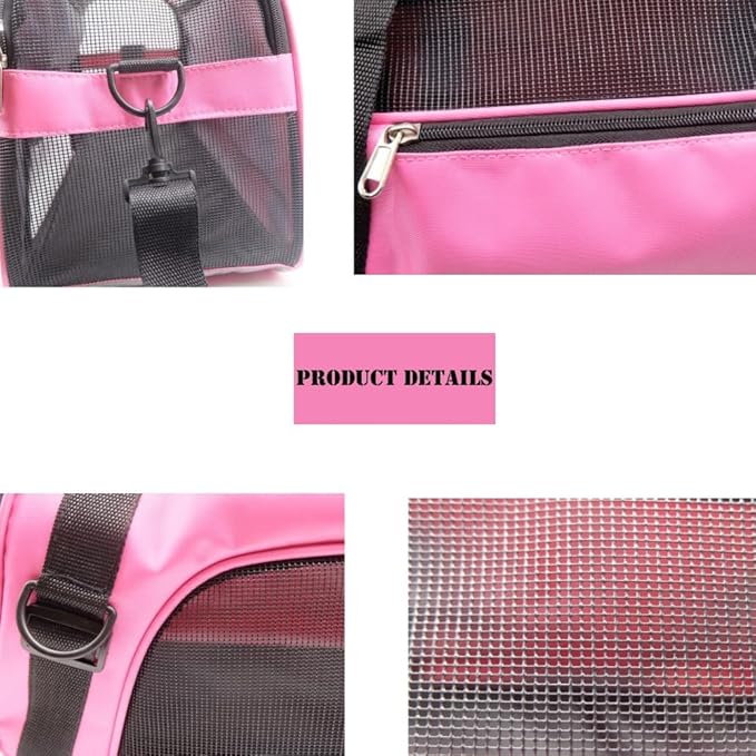 ZaneSun Cat Carrier,Soft-Sided Pet Travel Carrier for Cats,Dogs Puppy Comfort Portable Foldable Pet Bag Airline Approved (LightPink)