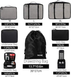 BAGAIL 8 Set Packing Cubes Luggage Packing Organizers for Travel Accessories-Jet Black