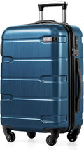 Coolife Carry On Luggage 22x14x9 Airline Approved Hardside PC+ABS Suitcase with TSA Lock, Lightweight Rolling Travel Luggage with Spinner Wheels(Caribbean Blue, 20in)