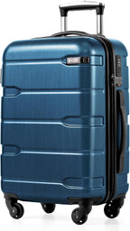 Coolife Carry On Luggage 22x14x9 Airline Approved Hardside PC+ABS Suitcase with TSA Lock, Lightweight Rolling Travel Luggage with Spinner Wheels(Caribbean Blue, 20in)