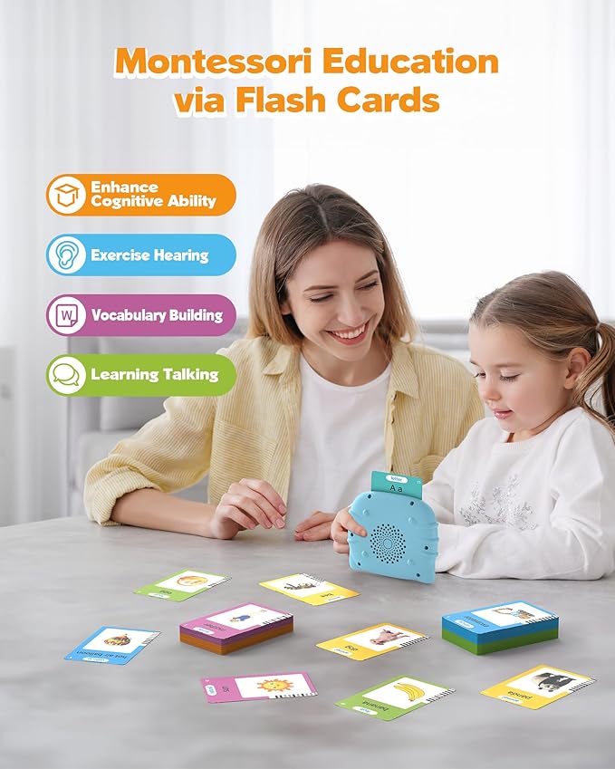 Airbition 510 Words, Talking Flash Cards for Toddler 1 2 3 4 Year Olds, Language Learning Toys, Pocket Speech Therapy Toys, Montessori Tools with 31 Themes, Children's Sensory Device