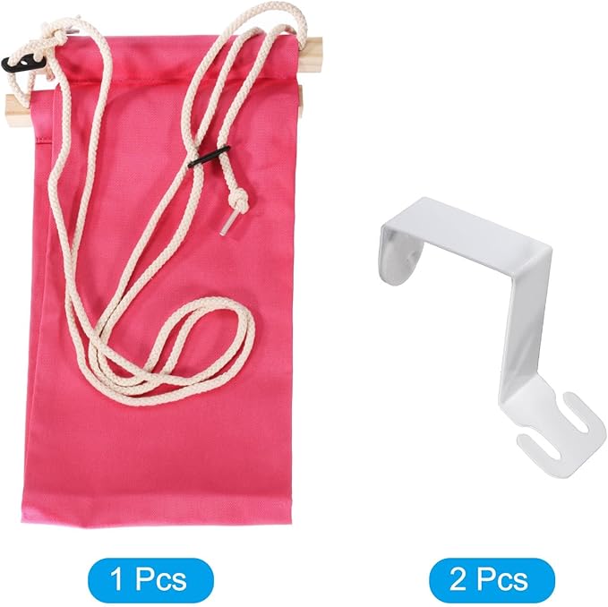 PATIKIL Foot Hammock Under Desk, Adjustable Foot Rest Sling with Hooks Portable Desk Footrest for Airplane Travel Home Office, Pink Style 1