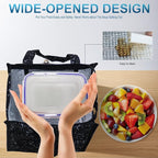 iknoe Insulated Lunch Bag for Women & Adults, 9L Foldable Wide-Open Cooler Bag with Pockets, Leakproof & Portable, for Picnic, Office, Beach(Bright black)